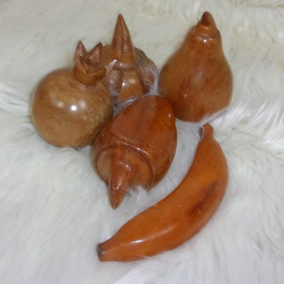Wood Fruit Vegetables Lot of 5 MCM - Picture 1 of 3